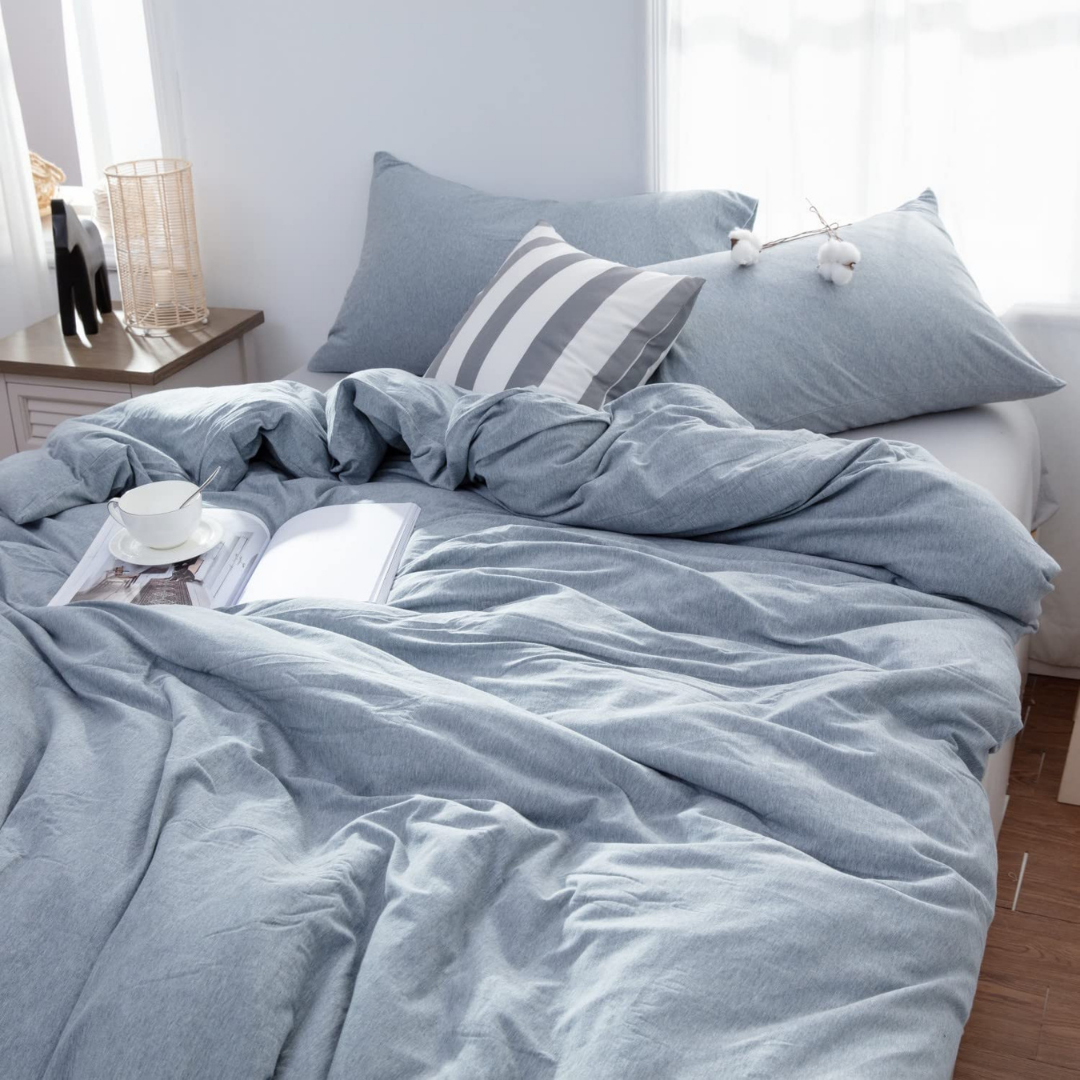 Carly Single 100% Cotton Plain Duvet Cover Set 160x220 cm Ice Gray