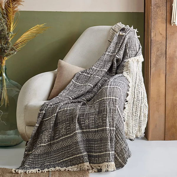 Toscana Muslin Cotton Throw Blanket 140x180 cm Smoked 