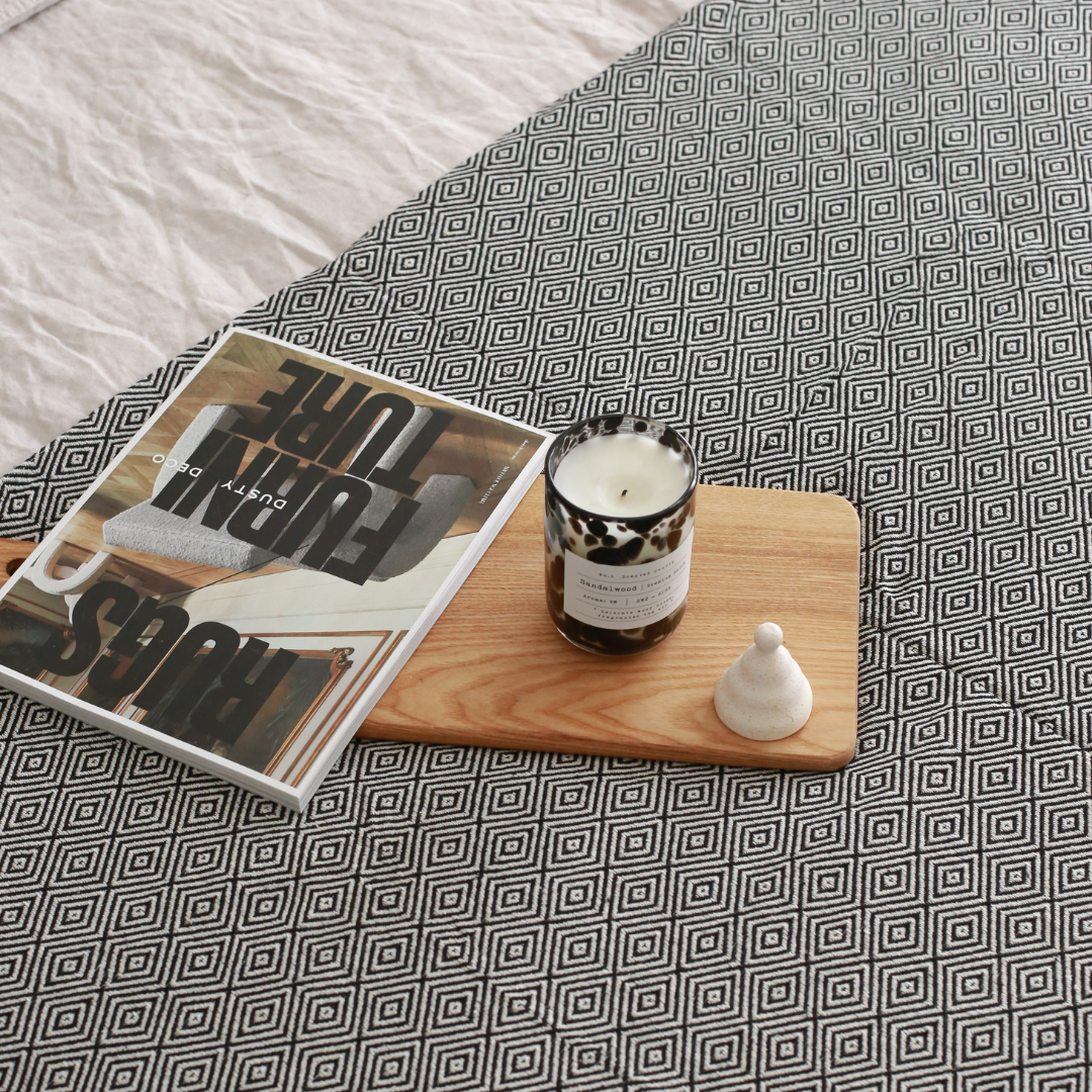 Ashley Multi-Purpose Double Cotton Bedspread 200x240 cm Black