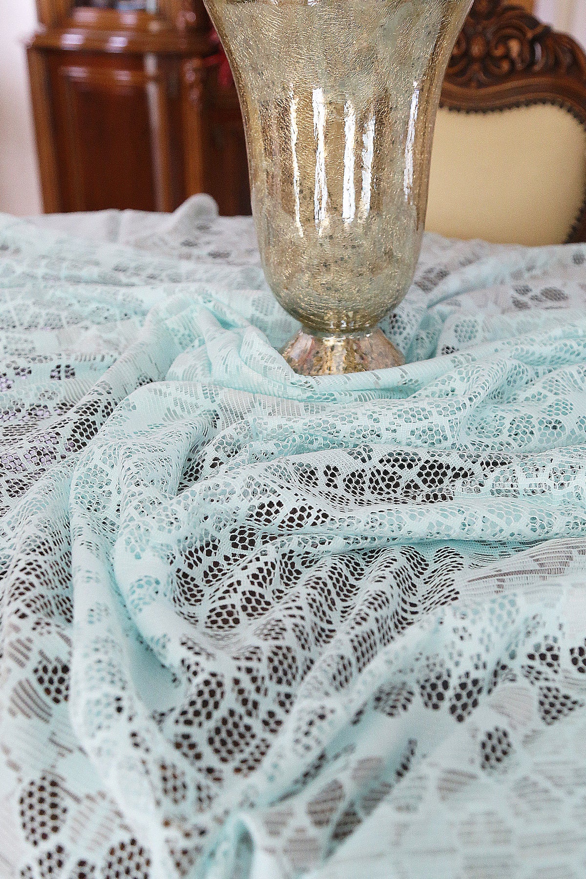 Siena Knitted Tablecloth Water Green Runner 55x150 cm