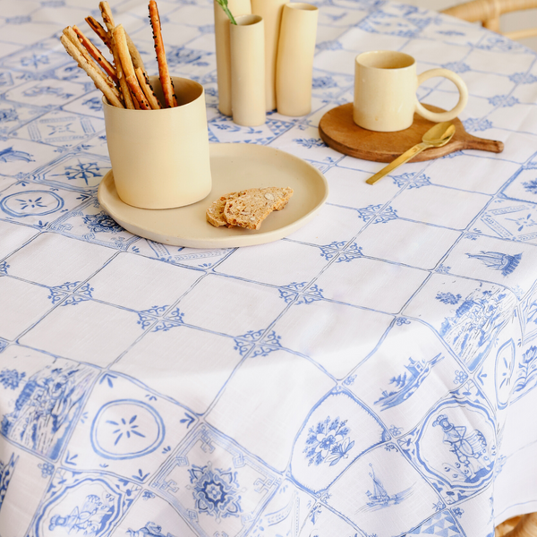 Lina Linen Stain Resistant Table Linen Blue