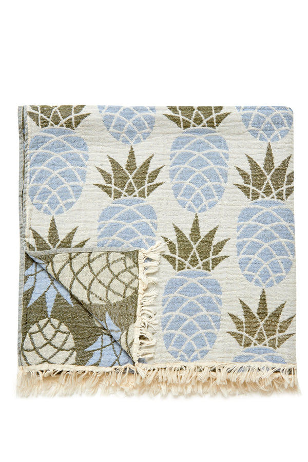 Pineapple Throw Muslin Cotton Loincloth Gray 110x200 cm