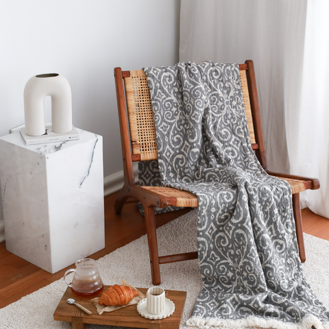 Allure 4 Layer Muslin Double Bedspread Ice Gray