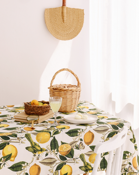 Lemon Woven Linen Stain Resistant Table Cloth