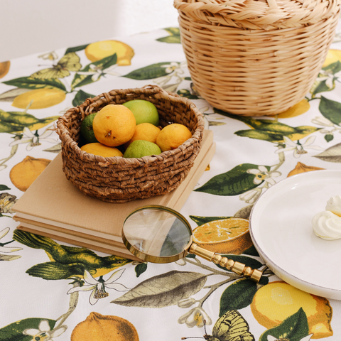 Lemon Woven Linen Stain Resistant Table Cloth