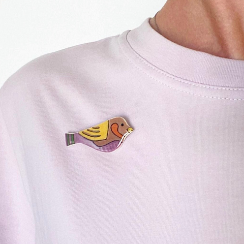 Bird Handmade Ceramic Brooch - Lapel Pin