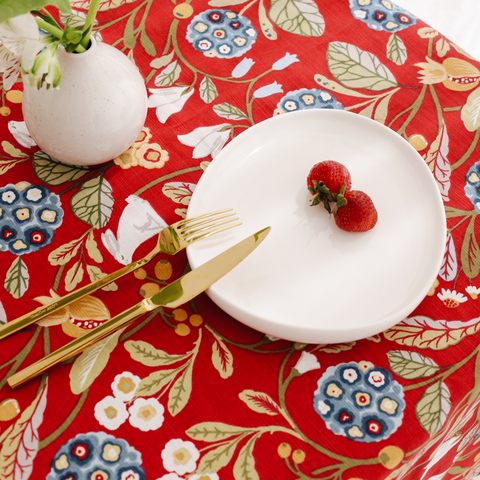 Cyra Premium Linen Tablecloth Red
