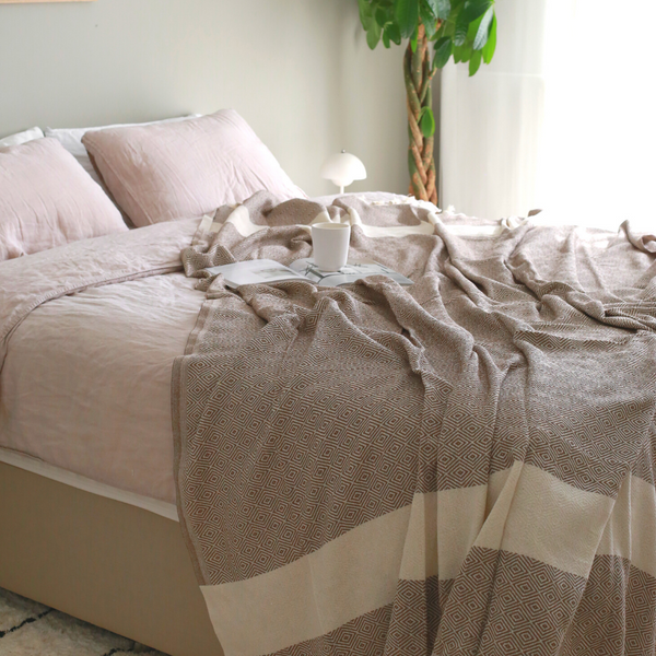 Ashley Multi-Purpose Double Cotton Bedspread 200x240 cm Brown