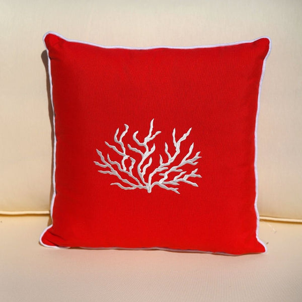 Coral Embroidery Filled Cushion Orange 45x45 cm