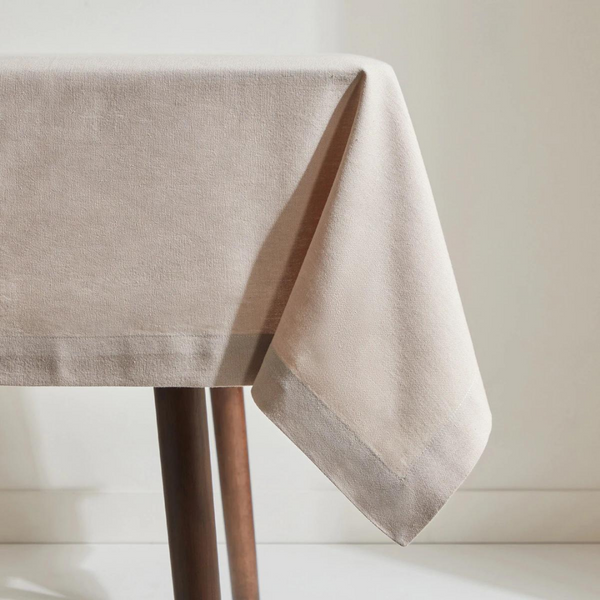 Genoa Woven Linen Stain Resistant Table Cloth Beige