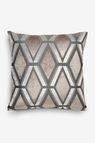 Geometric Patterned Velvet Throw Pillow Cover Mink 50x50 cm