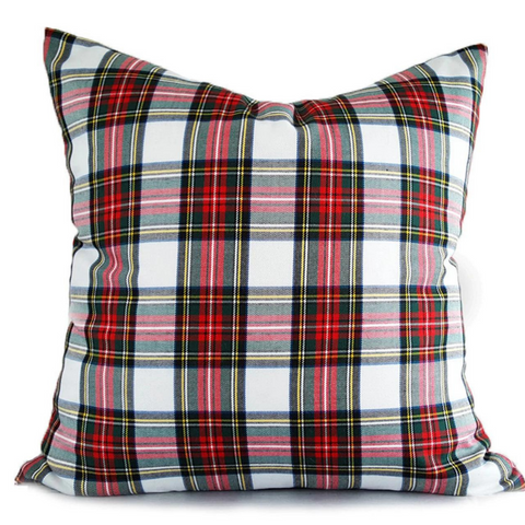 Tartan Plaid Cushion Cover 45x45 cm White
