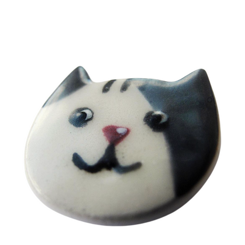 Raccoon Handmade Ceramic Brooch - Lapel Pin