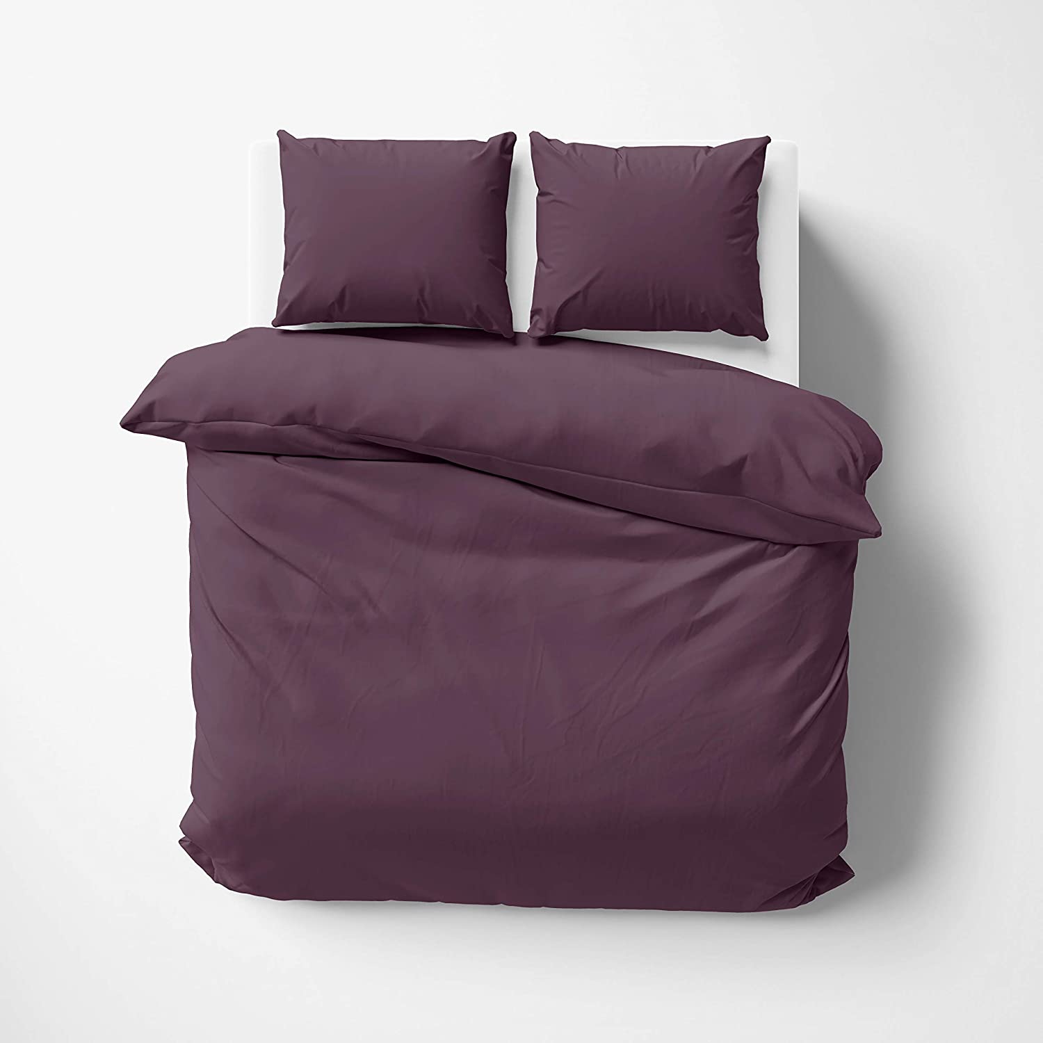 Daisy Single 100% Cotton Plain Duvet Cover Set 160x220 cm Purple