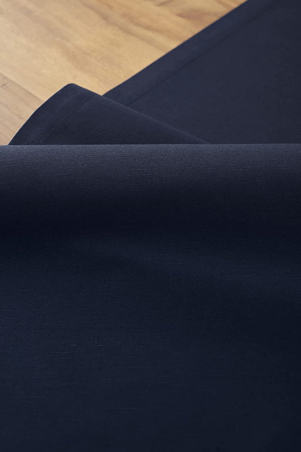 Genoa Woven Linen Stain Resistant Runner 50x150 cm Navy Blue