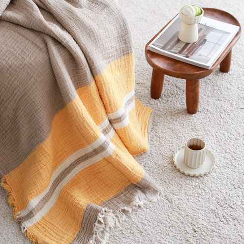 Antibes Double 4 Layer Muslin Bedspread 240x280 cm Cappuccino