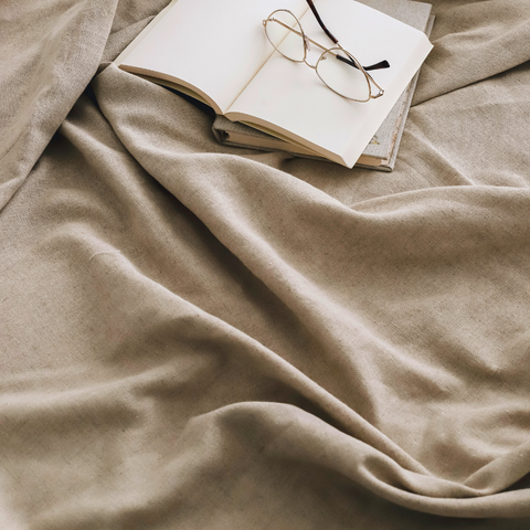 Natural Linen Double Bedspread Stone