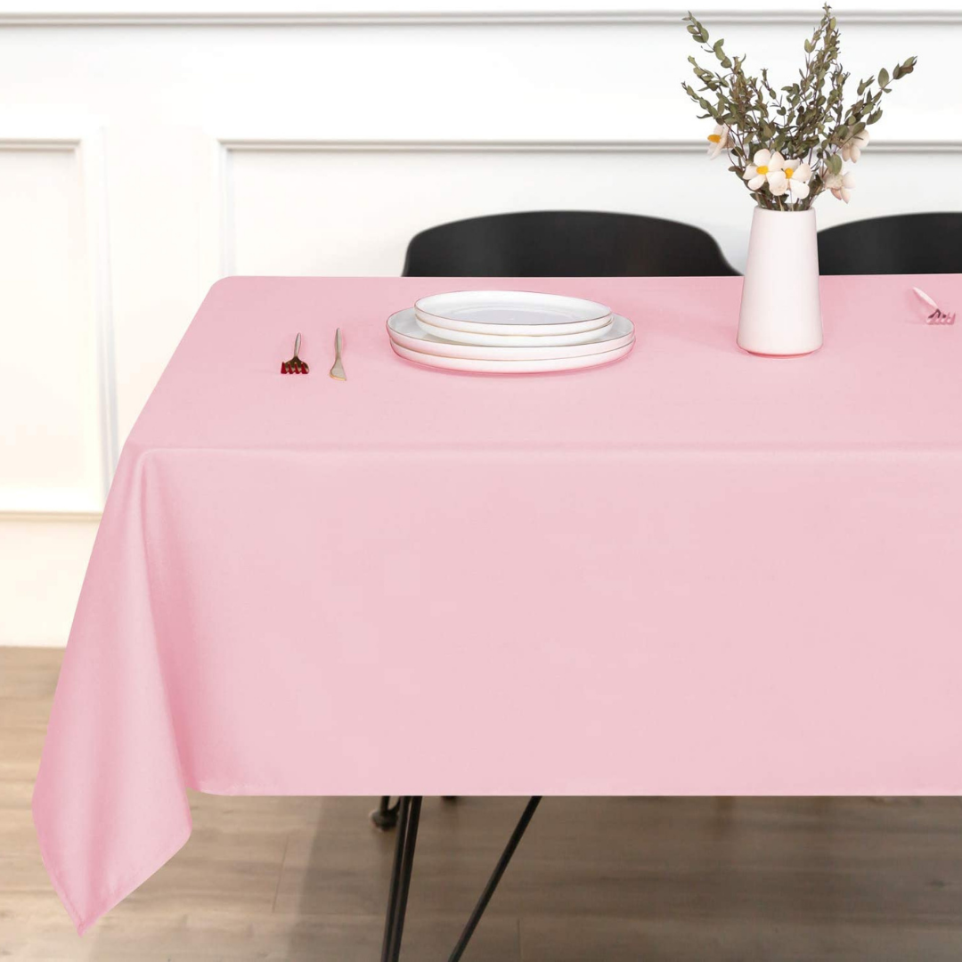 Genoa Woven Linen Stain Resistant Table Cloth Pink
