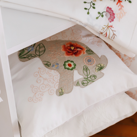 Marbella Rabbit Embroidered 40x40 cm Pillow Cover