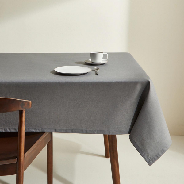 Genoa Woven Linen Stain Resistant Table Cloth Gray