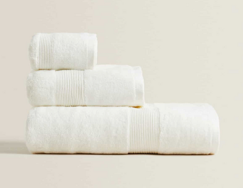 Leaf 100% Cotton Face Towel 50x70 cm White