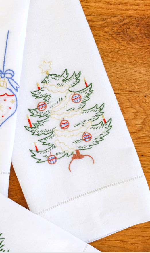 Christmas Tree Embroidered Linen Cover 40x60 cm