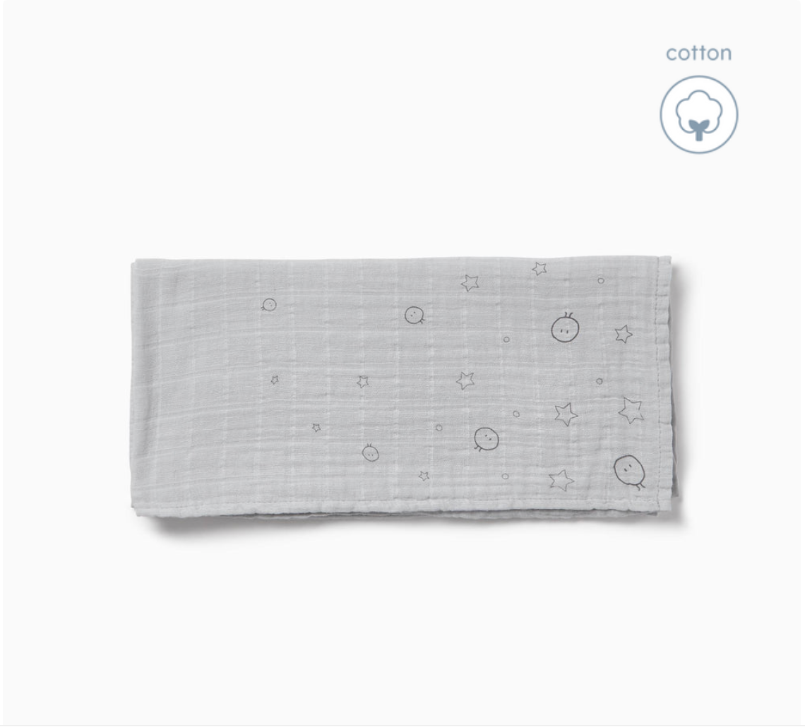 4 Ply Muslin Cotton Organic Baby Blanket 110x110 cm Gray