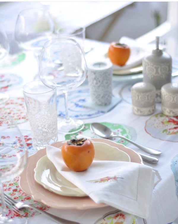 Lina Linen Stain Resistant Table Cloth Plate