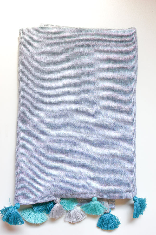 Armona Tasseled Peshkir Face Towel 50x100 cm Blue