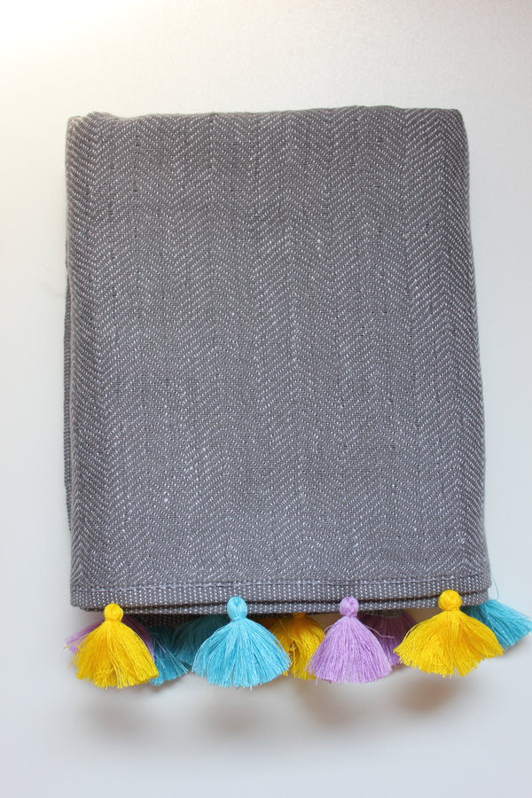 Armona Tasseled Peshkir Face Towel 50x100 cm Anthracite