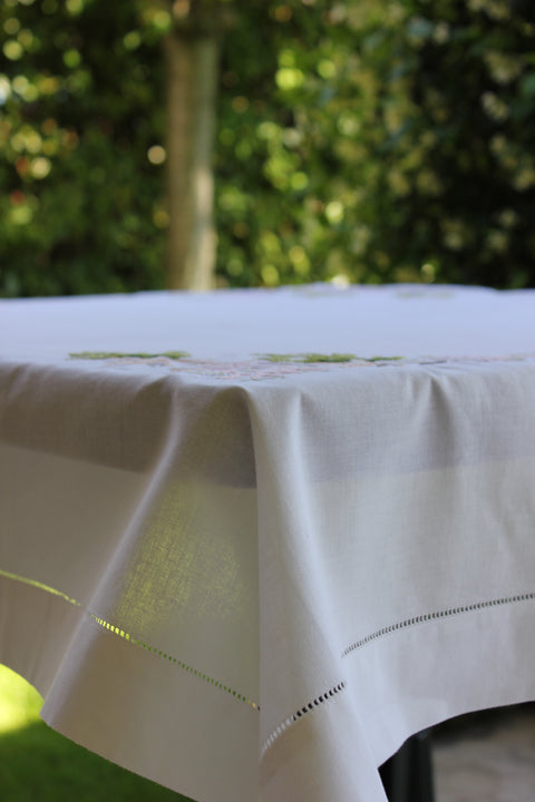 Siena Embroidered Table Cloth White