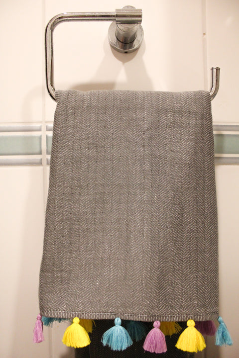 Armona Tasseled Peshkir Face Towel 50x100 cm Anthracite