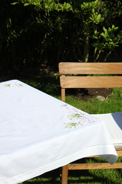 Siena Embroidered Table Cloth White
