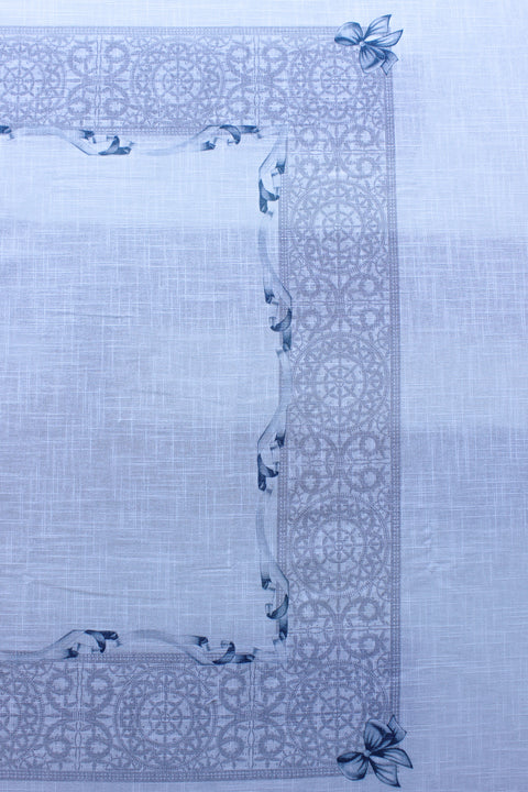 Lina Linen Table Cover Stain Resistant Blue