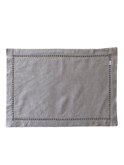 Milena Openwork Natural Linen Placemat White