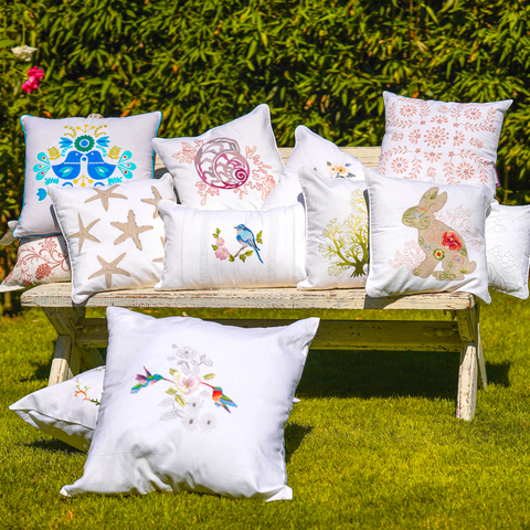 Marbella Star Embroidered 40x40 cm Pillow Cover Beige