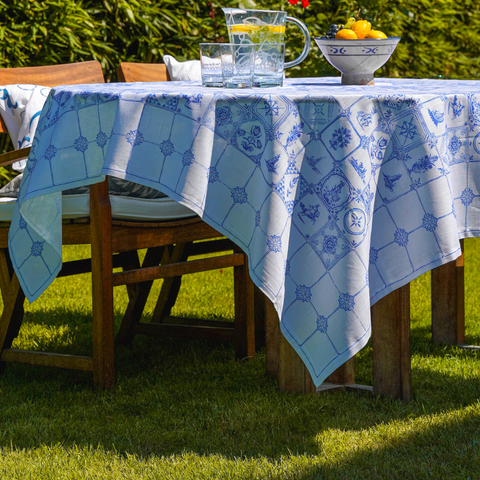 Lina Linen Stain Resistant Table Linen Blue