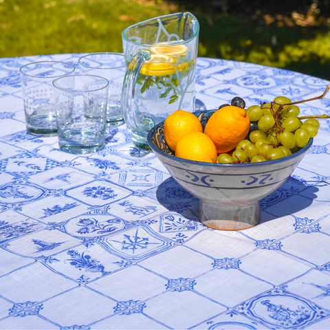 Lina Linen Stain Resistant Table Linen Blue