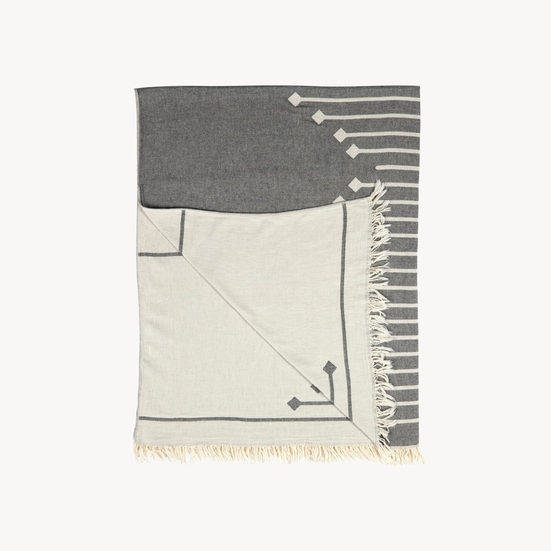 Stripe Throw Cotton Loincloth Smoked-White 100x170 cm