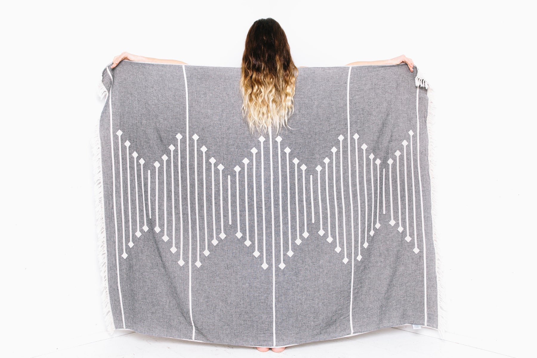 Stripe Throw Cotton Loincloth Smoked-White 100x170 cm