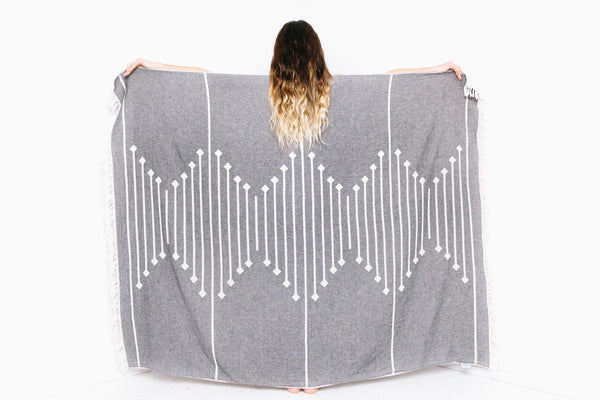 Stripe Throw Cotton Loincloth Smoked-White 100x170 cm