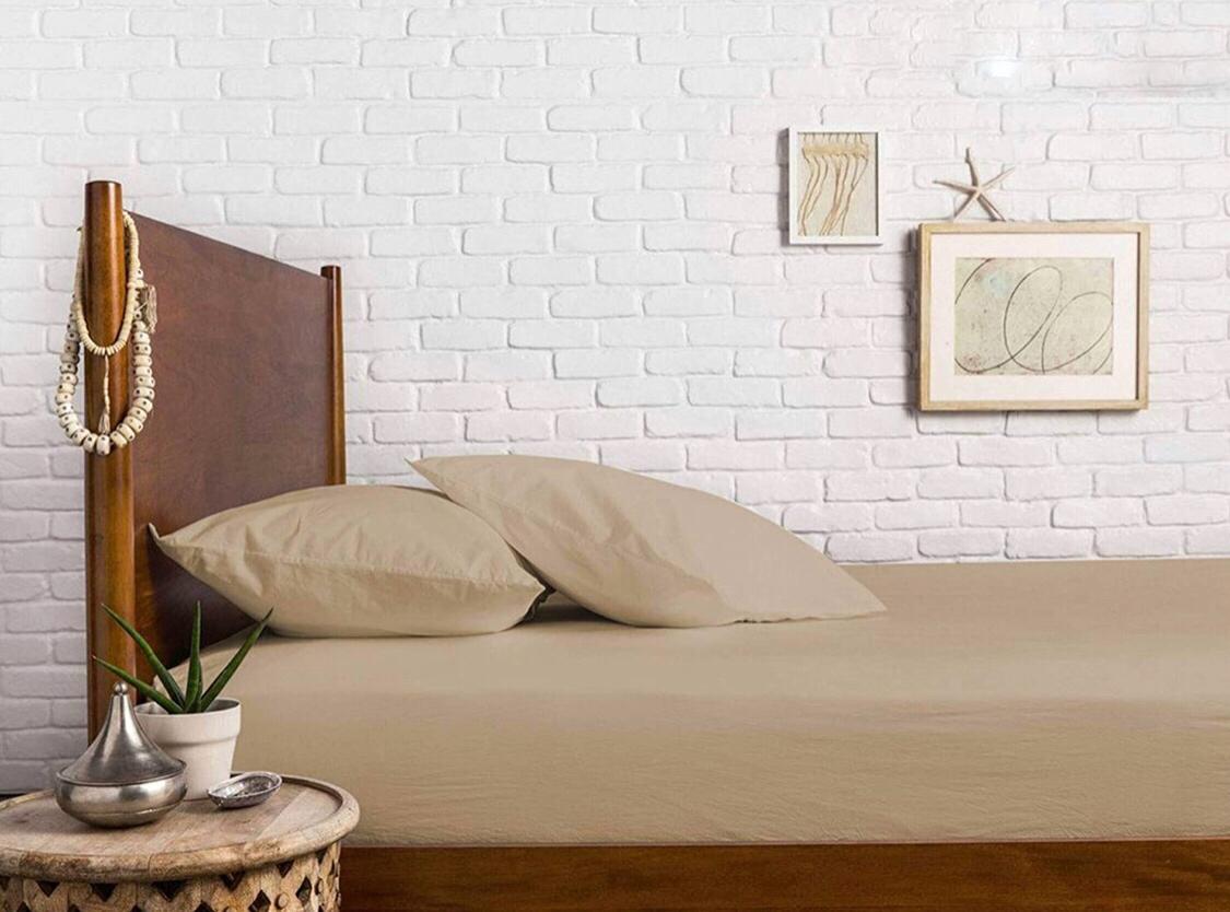 Stella 100% Cotton Ranforce Single Elastic Bed Sheet 100x200 cm Beige