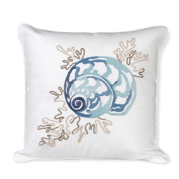 Marbella Shell Embroidered 40x40 cm Cushion Cover Blue