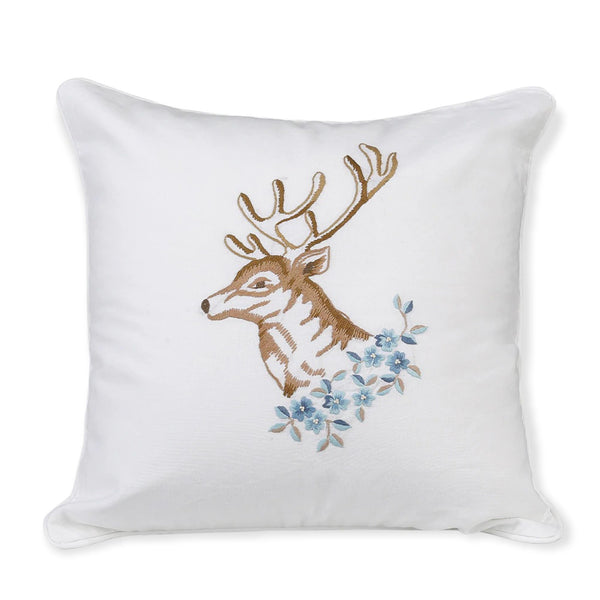 Marbella Deer Embroidered 40x40 cm Pillow Cover