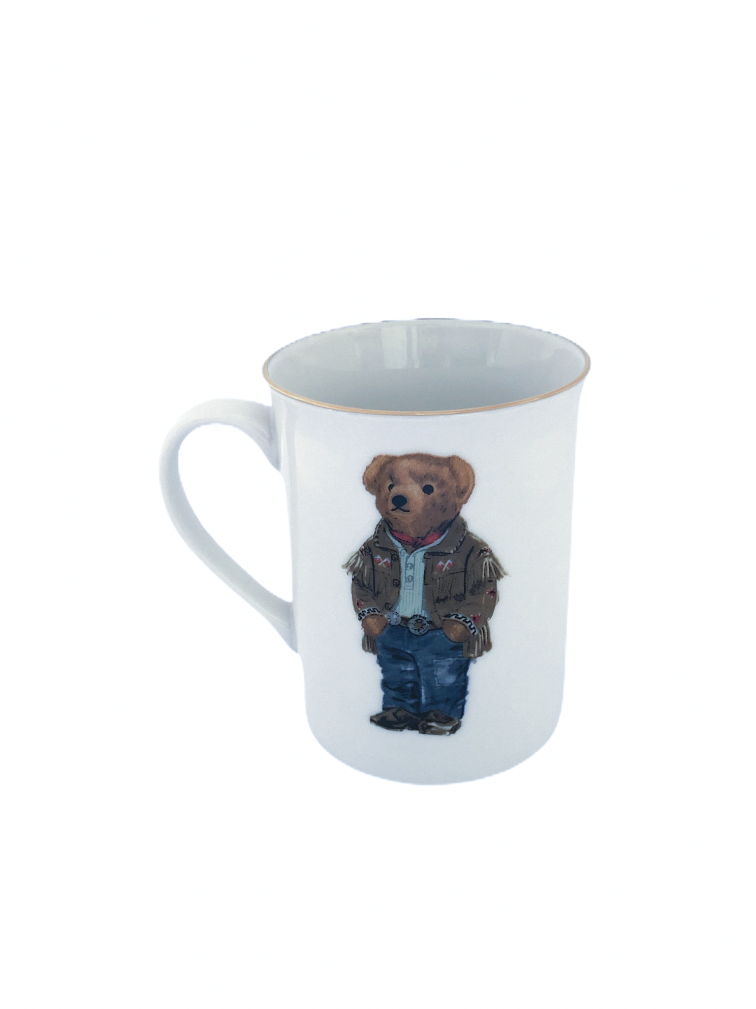 Tasseled Teddy Bear Porcelain Mug White