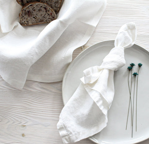 Natural Raw Linen Napkin White (Pack of 2)