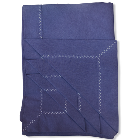 Piko Edge Detail Stain Resistant Linen Table Cloth Navy Blue