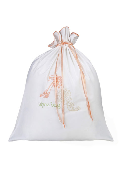 Embroidered Cotton Shoe Bag