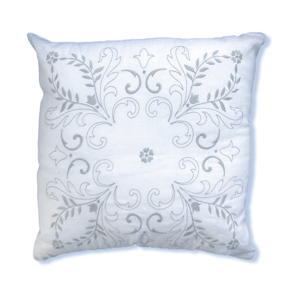 Marbella Motif Embroidered 40x40 cm Pillow Cover Beige