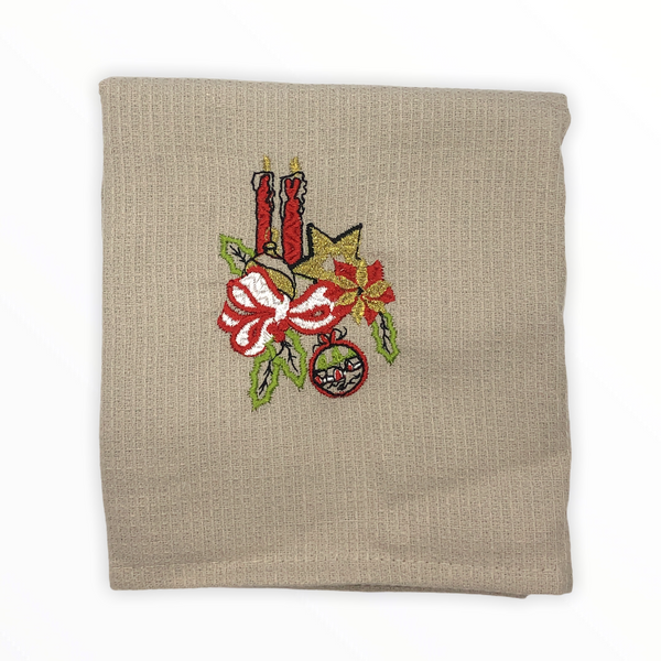 Christmas Embroidered Drying Towel Brown